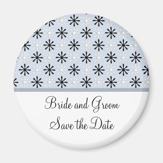 Imán Black, White y Soft Blue Save the Date (Frente)