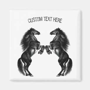 Imán Black Wilse Horse Magnet con texto Personalizado