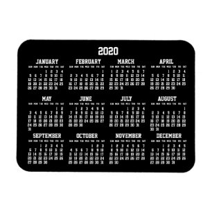 Imán Black Yearly Calendar 2020 Small Flexible Magnets