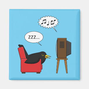 Imán Blackbird durmiendo frente al cómic de la TV