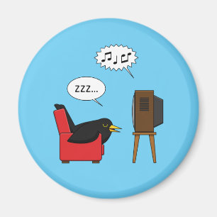 Imán Blackbird durmiendo frente al cómic de la TV