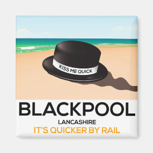 Imán Blackpool "bésame rápido" gorra poster del tren de