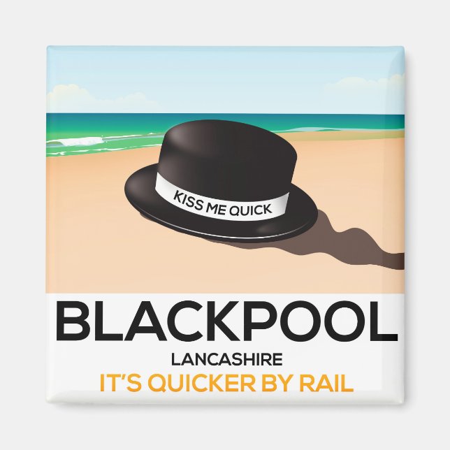 Imán Blackpool "bésame rápido" gorra poster del tren de (Frente)