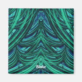 Imán BLAKE ~ 3D Diseño fractal azul ~ verde