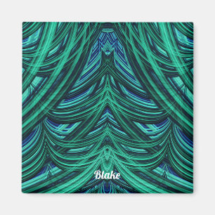 Imán BLAKE ~ 3D Diseño fractal azul ~ verde