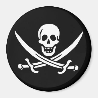 Imán Blanco, Bandera Pirata Calico Jack, Calavera y Cri