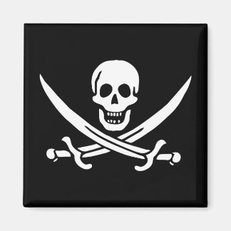 Imán Blanco, Bandera Pirata Calico Jack, Calavera y Cri