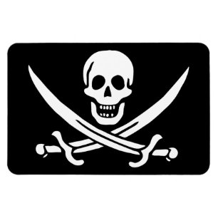 Imán Blanco, Bandera Pirata Calico Jack, Calavera y Cut