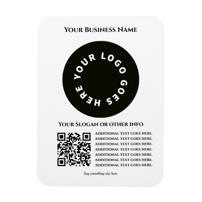Imán Blanco con código QR añadir tu propio texto y logo (Vertical)