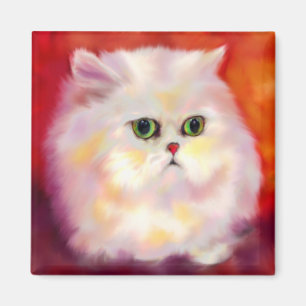 Imán blanco del retrato del gato persa