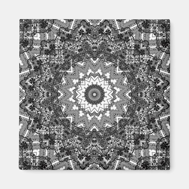 Imán Blanco negro, calabaza, mandala (Frente)