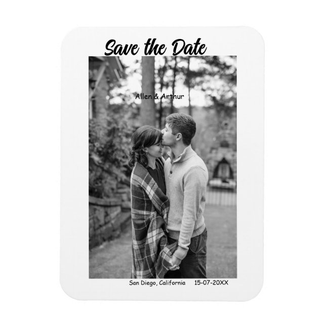 Imán blanco negro guardar la fecha QR añadir foto de no (Vertical)