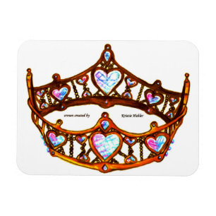 Imán blanco Queen Hearts Gold Crown Tiara