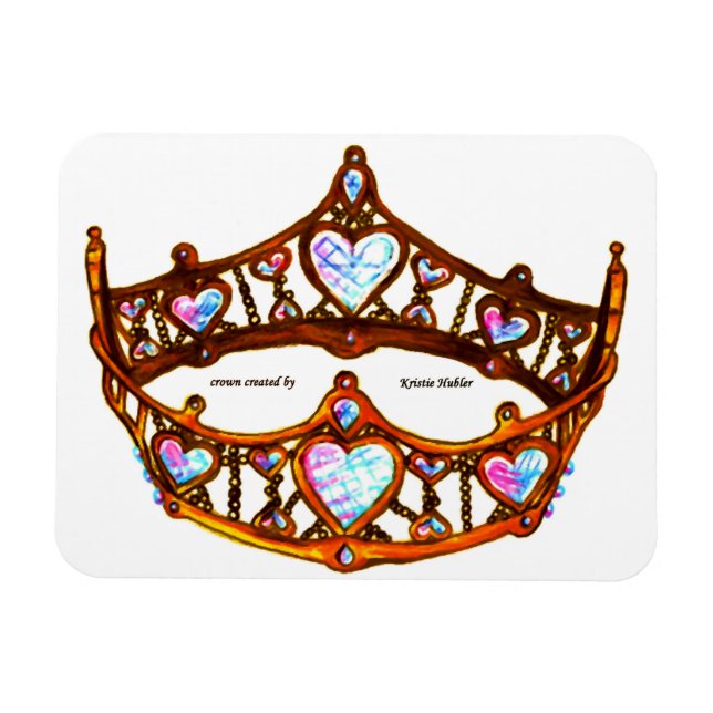 Imán blanco Queen Hearts Gold Crown Tiara (Horizontal)