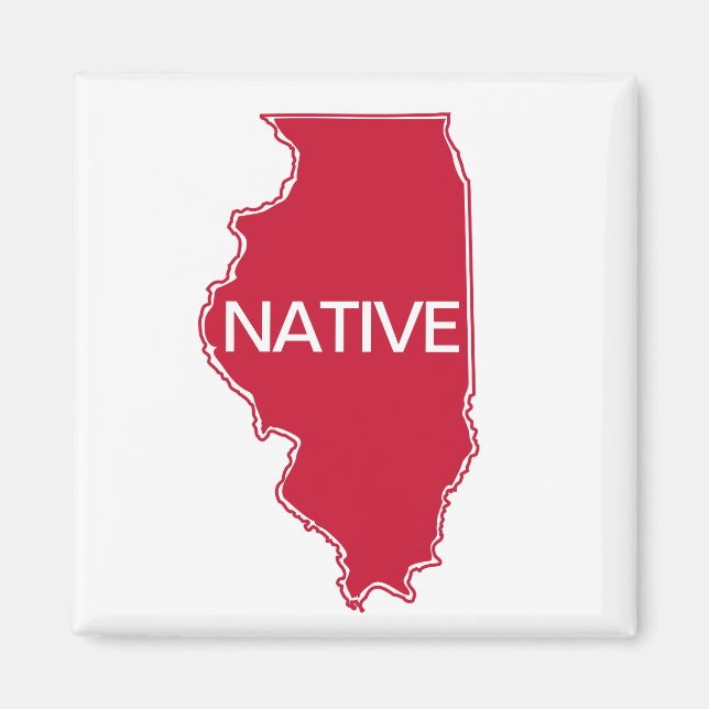 Imán Blanco Rojo nativo de Illinois (Frente)