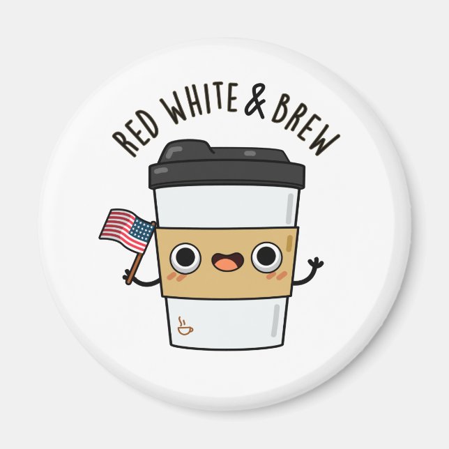 Imán Blanco Rojo Y Famoso Café De Bandera Estadounidens (Frente)