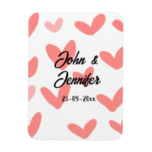 Imán blanco simple estilo de texto mínimo boda corazón
