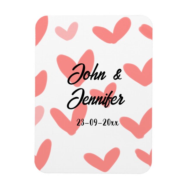 Imán blanco simple estilo de texto mínimo boda corazón  (Vertical)