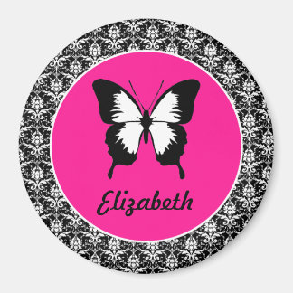 Imán Blanco y negro y rosa con alas