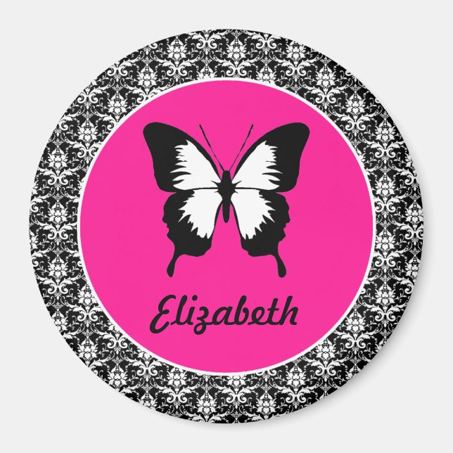 Imán Blanco y negro y rosa con alas (Frente)