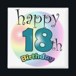 Imán Blauwe Happy 18th Birthday<br><div class="desc">gelukkige 18e verjaardag magneet Leuk als cadeau voor iemand die achttien is geworden</div>