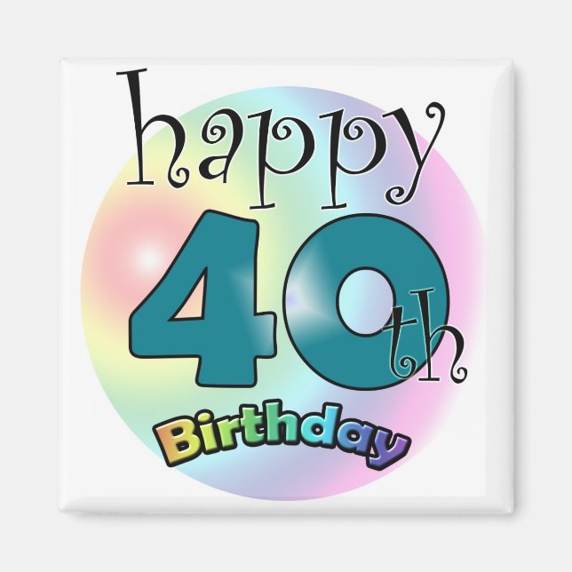 Imán Blauwe Happy 40th Birthday (Frente)