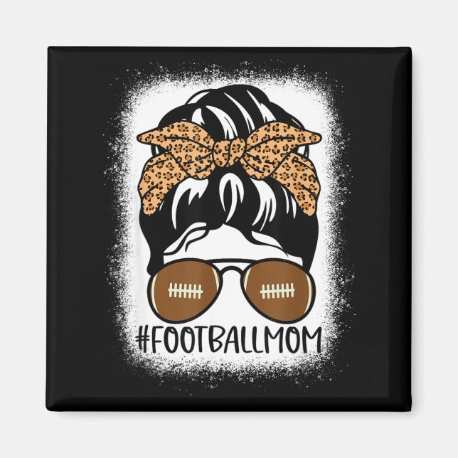 Imán Bleached Football Mom Life With Leopard And Messy  (Frente)