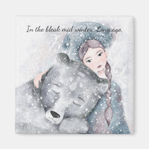 Imán Bleak Mid Winter Bear Nieve Princesa acuarela