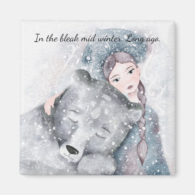 Imán Bleak Mid Winter Bear Nieve Princesa acuarela (Frente)