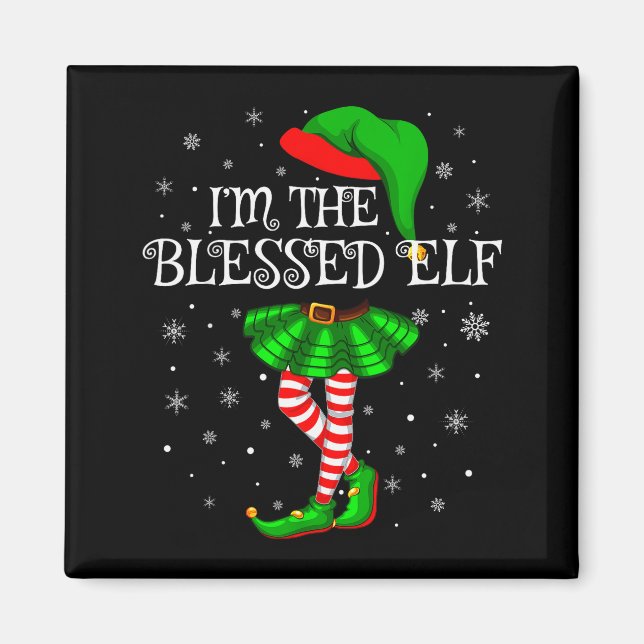 Imán Blessed Elf Christmas Matching Family Women Girls  (Frente)