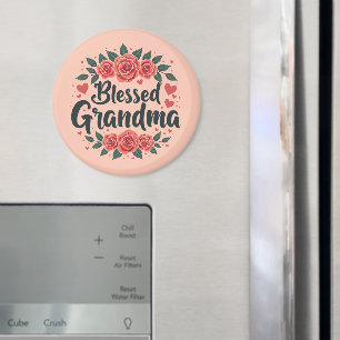 Imán Blessed Grandma Floral Vintage Rosas Tipografía