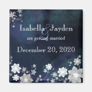 Imán Bling Bling Winter Wedding Save the Date