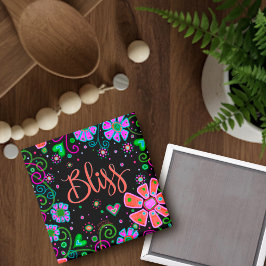 Imán Bliss Bonito Whimsical Inspirador Floral Negro