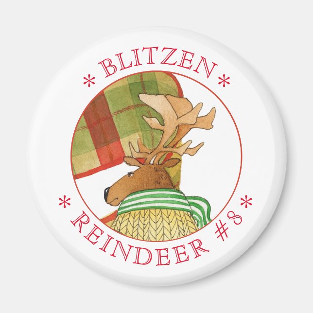 Imán BLITZEN REINDEER Round Magnet (Frente)