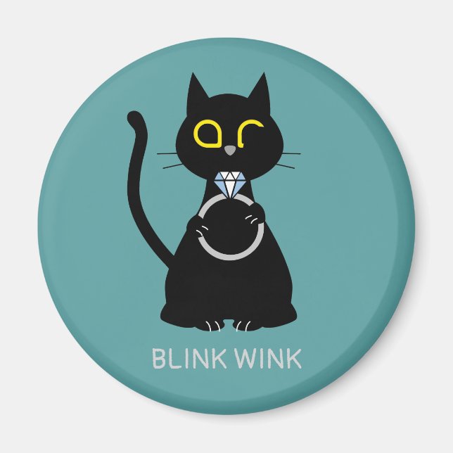 Imán BLK WINK Funny Black Cat Propuesta Magnet (Frente)