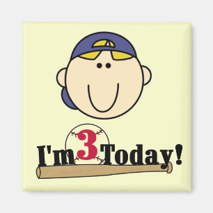 Imán Blond Boy Baseball 3er cumpleaños