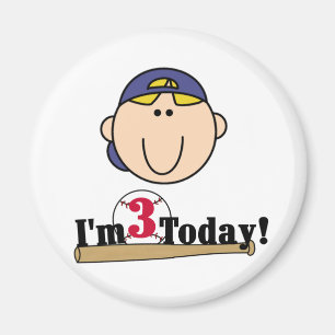 Imán Blond Boy Baseball 3er cumpleaños