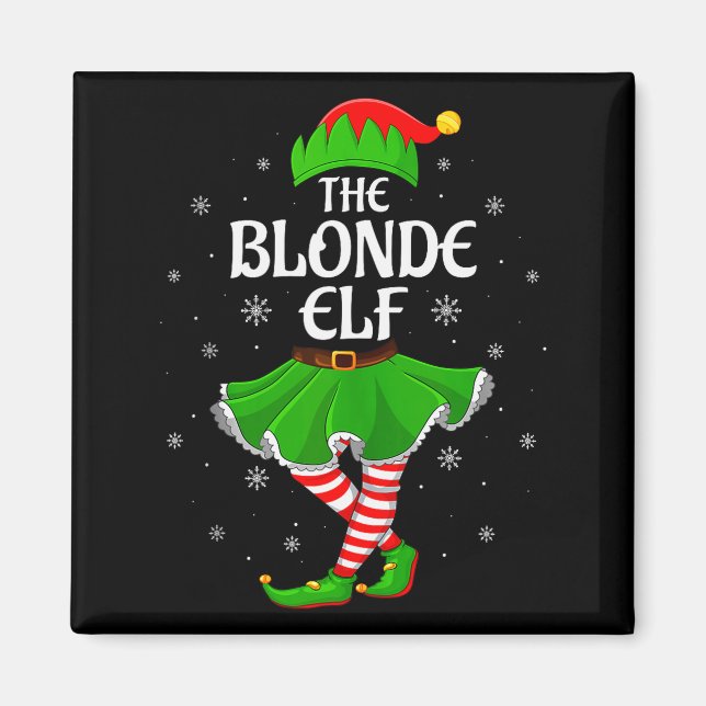 Imán Blonde Elf Christmas Family Girls Women Elf Squad  (Frente)
