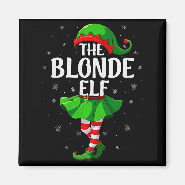 Imán Blonde Elf Christmas Girls Women Elf Squad Xmas Fa (Frente)