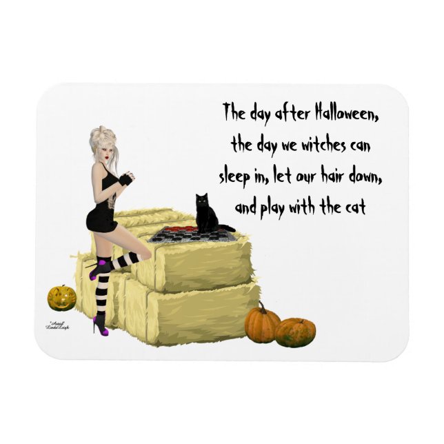 Imán Blonde Witch Pin Up Girl Flexible Magnet (Horizontal)