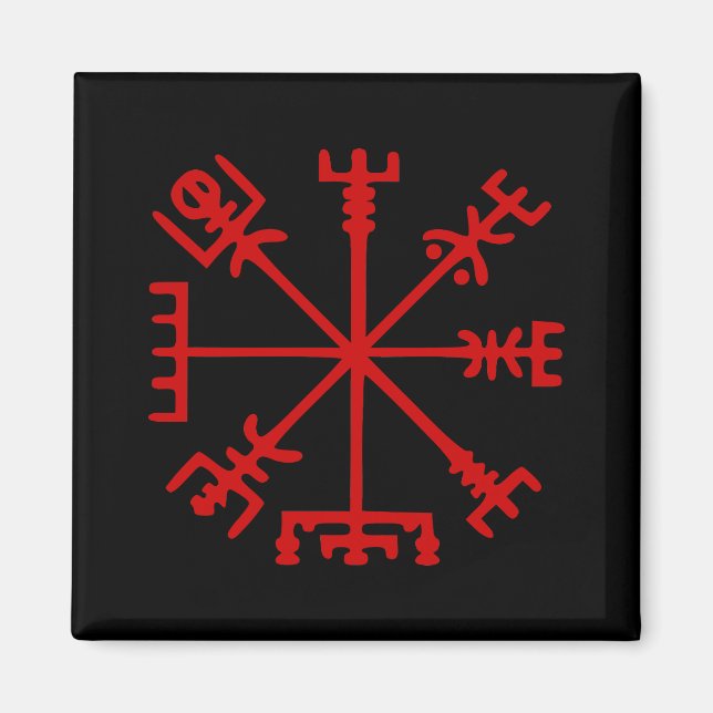 Imán Blood Red Vegvísir (Viking Compass) (Frente)