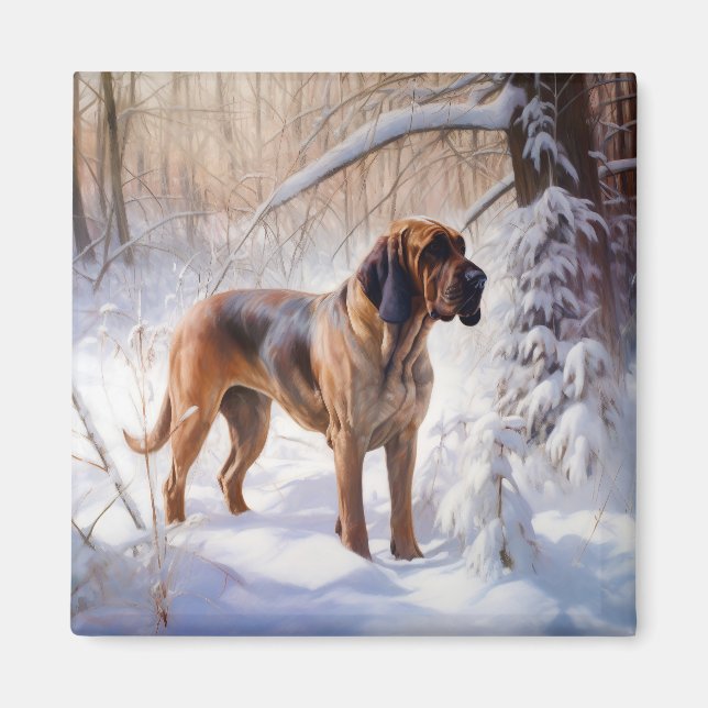 Imán Bloodhound deja que nieve Navidades (Frente)