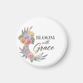 Imán Bloom con Grace Elegent Floral Woman Silhouette