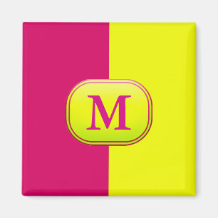 Imán Bloque de color rosa y amarillo moderno - Personal