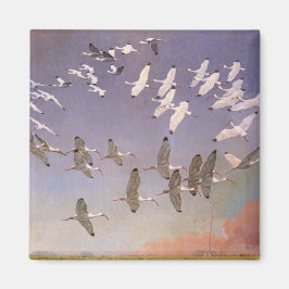 Imán Bloque de Ibis volando sobre humedales, aves vitíc