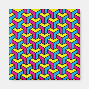 Imán Bloque de ilusión óptica geométrica CMYK de negrit