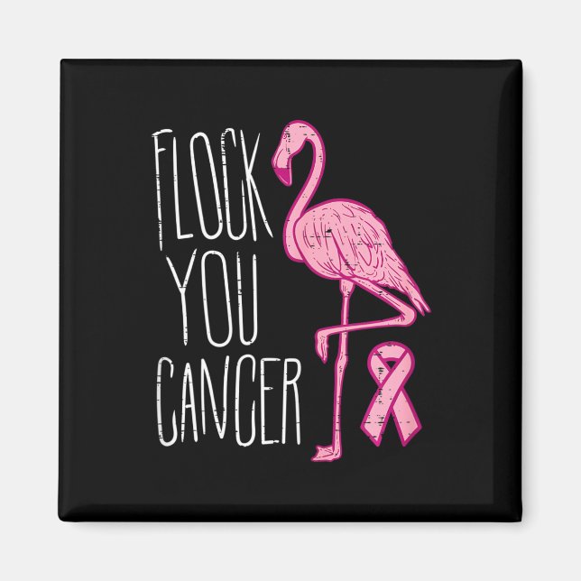 Imán Bloqueo de cáncer de mama Flamingo Cinta rosa Cons (Frente)