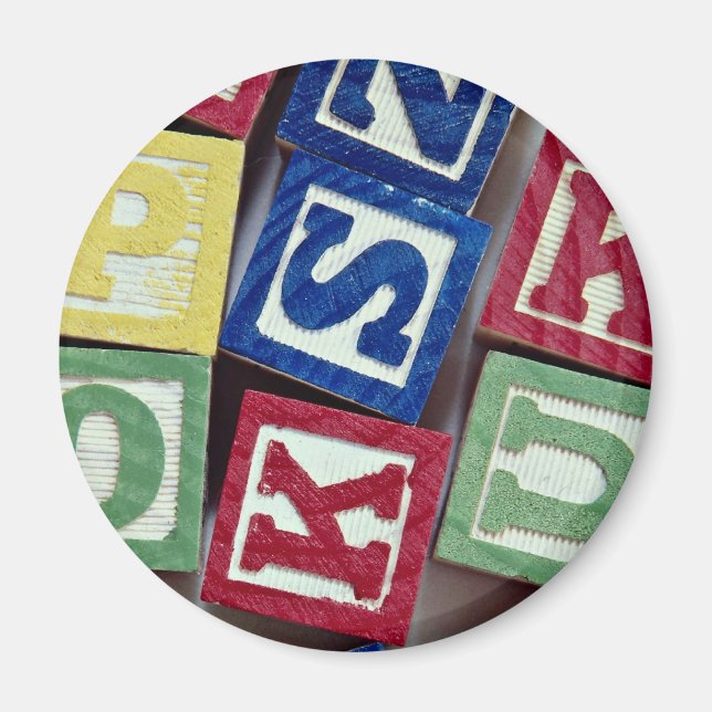 Imán Bloques de madera con alfabetos para niños (Frente)