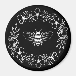 Imán Blossom Bee Wreath en blanco