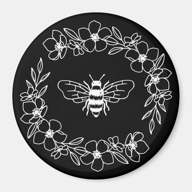 Imán Blossom Bee Wreath en blanco (Frente)